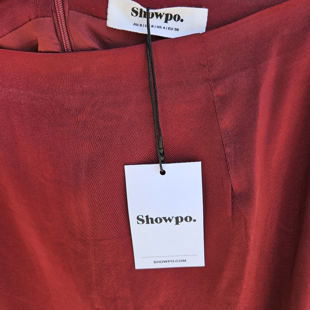 Showpo Kelcie Thigh Split Maxi Skirt in Wine Red NWT Size US 4 - Picture 2 of 9
